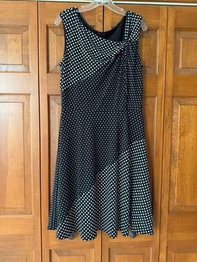 White House Black Market Black and White Polka Dot Midi Dress